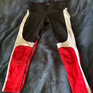 Splits59 Women's Colorblock Leggings - Black, White, and Red - Size Small